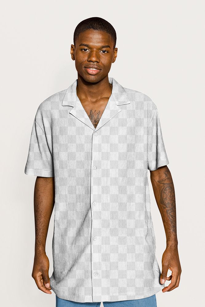 Short sleeve shirt png mockup, men's fashion & apparel, transparent design