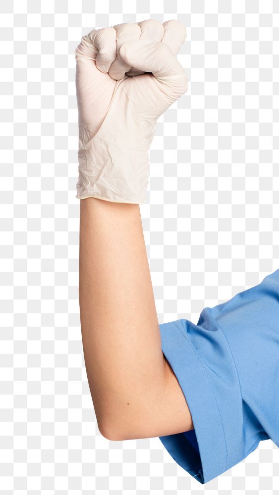 Medical gloves png mockup showing a fist