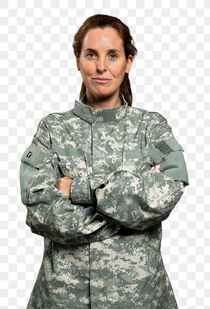 Female soldier png mockup in a uniform portrait
