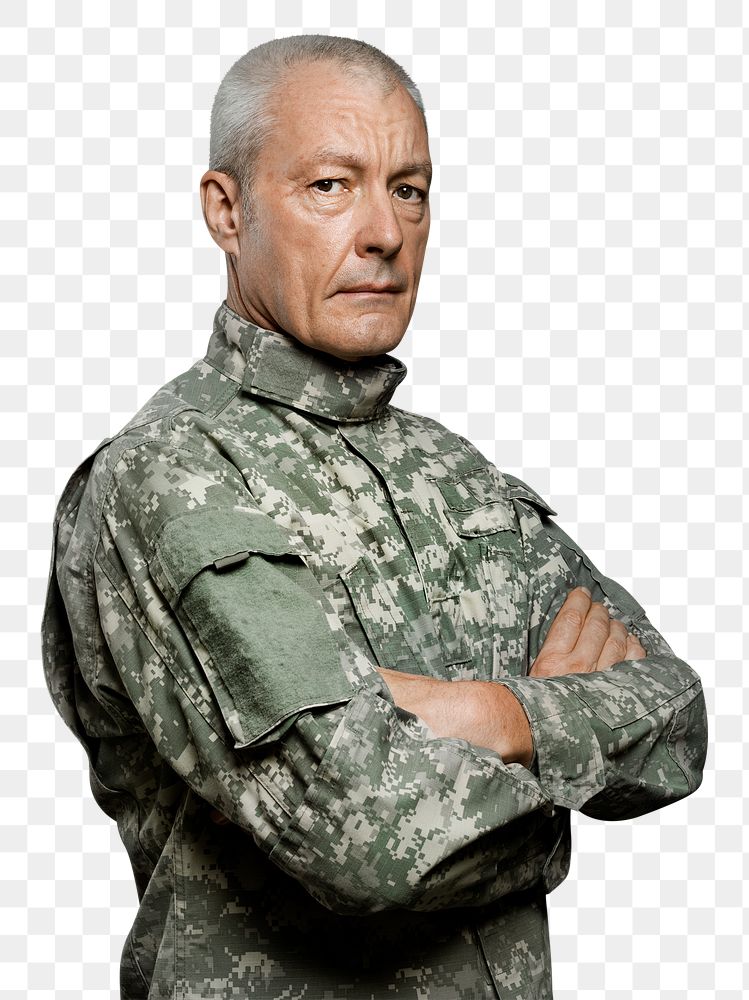 Male soldier png mockup in a uniform portrait
