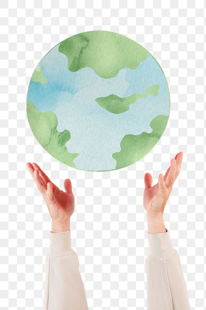 Png Hand presenting earth mockup sustainable environment