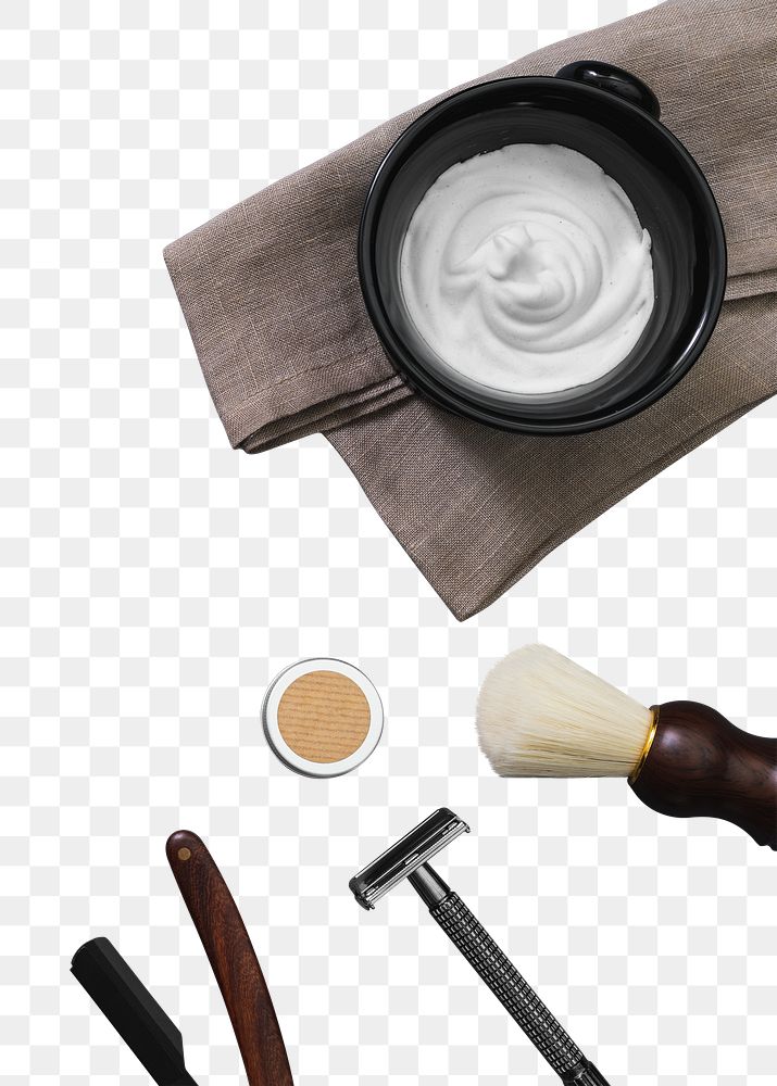 Png Vintage shaping tools mockup with beard salon