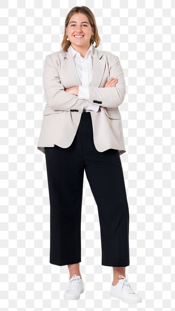 Png Confident European businesswoman mockup full body portrait for jobs and career campaign