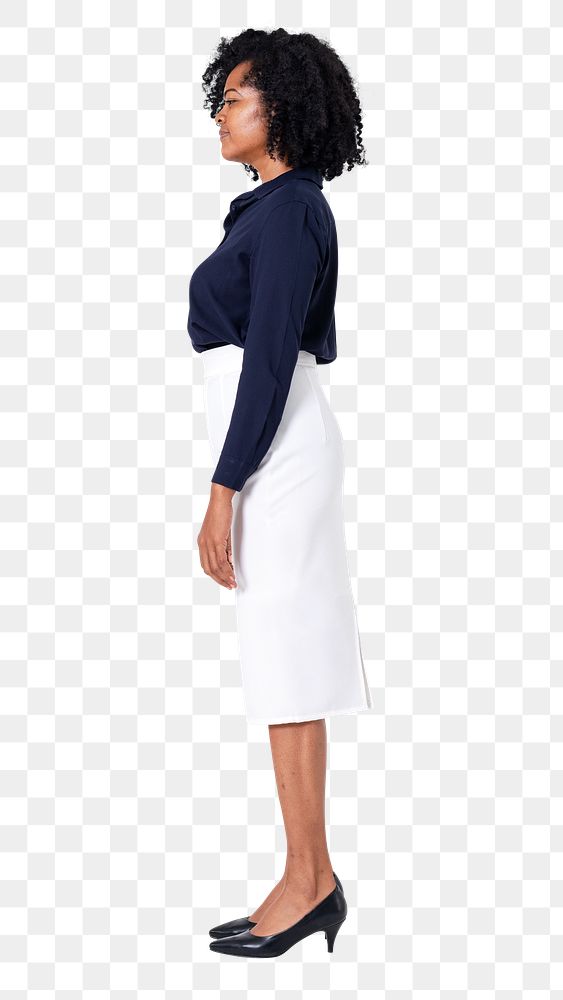 Png Businesswoman standing straight mockup  in confident posture
