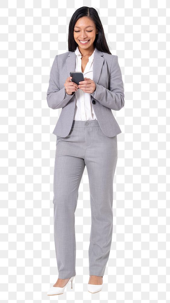 Png Businesswoman texting mockup on the phone