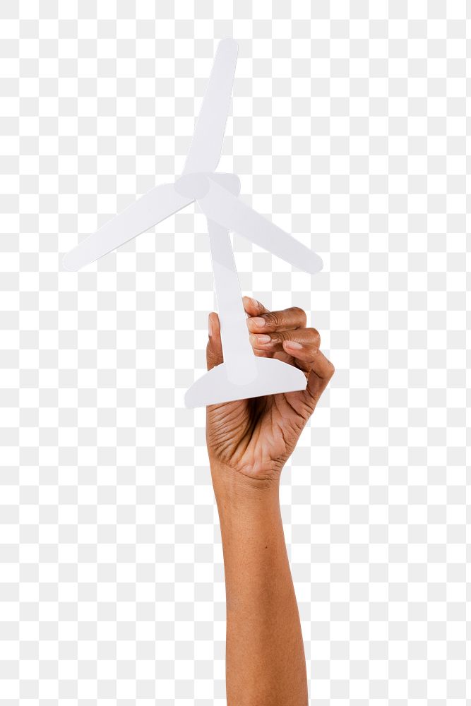 Png Wind turbine hand mockup renewable energy environment