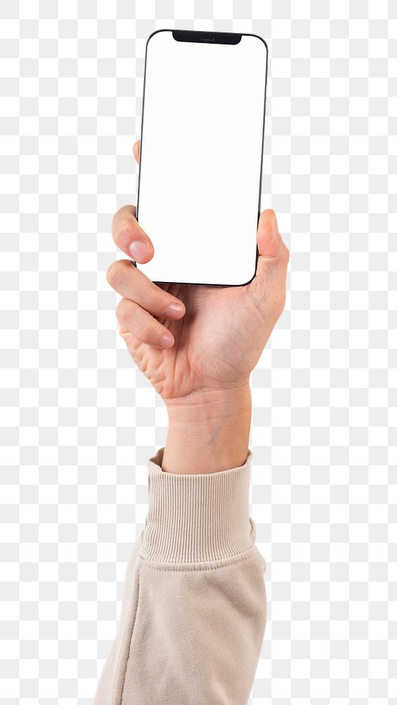 Png smartphone screen hand mockup digital device