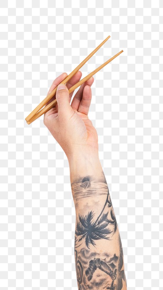 Png Hand holding chopsticks mockup for food concept
