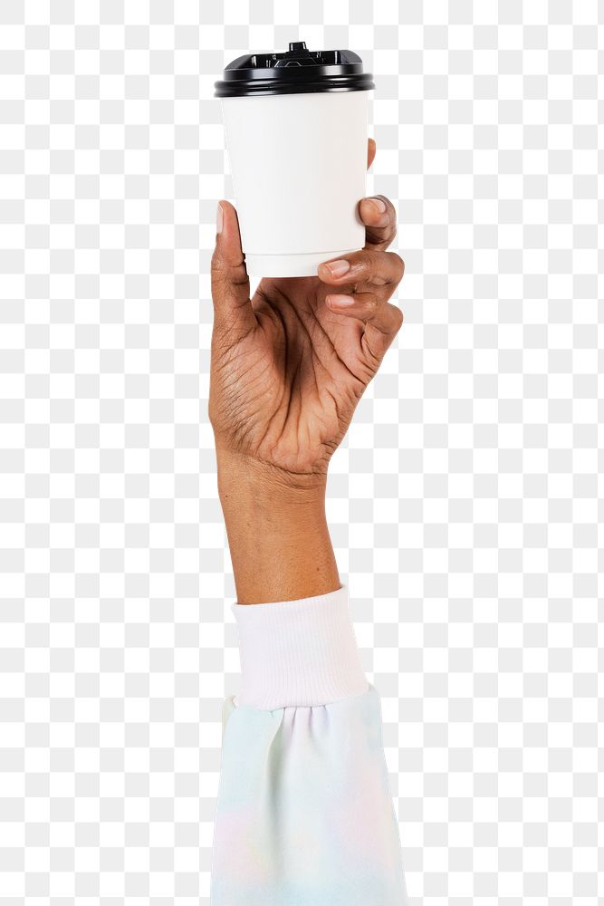 Png Hand holding cup mockup for food concept