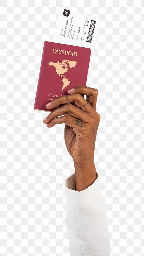 Png Hand holding passport mockup new normal travel