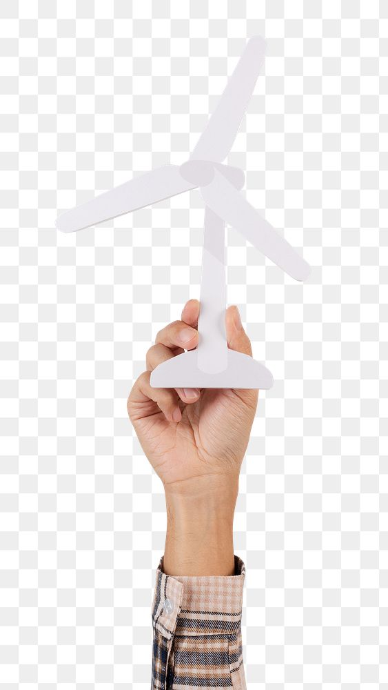 Png Wind turbine hand mockup renewable energy environment
