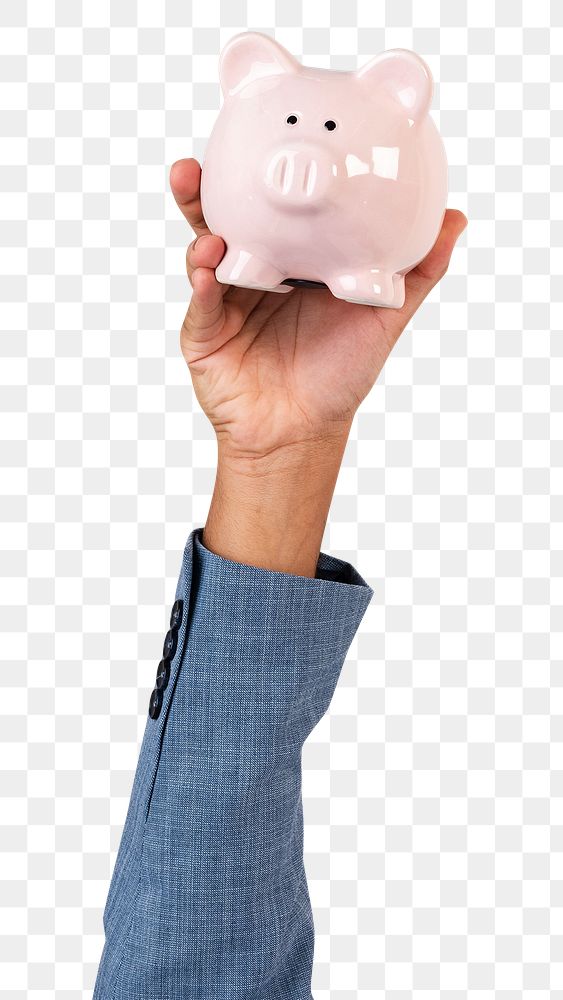 Png Piggy bank hand mockup finance concept