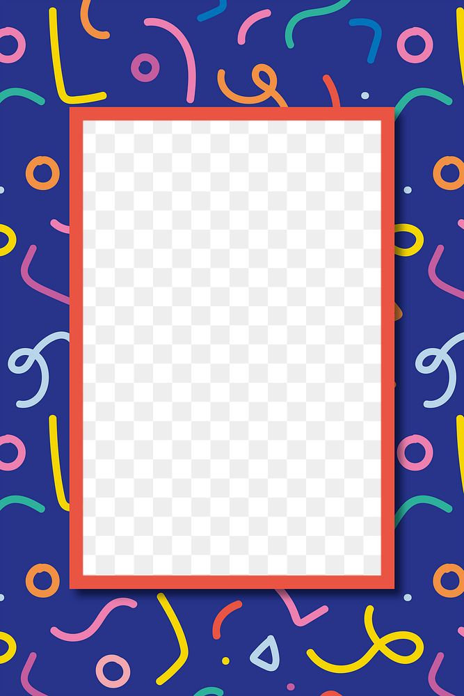 Colorful memphis frame png transparent background