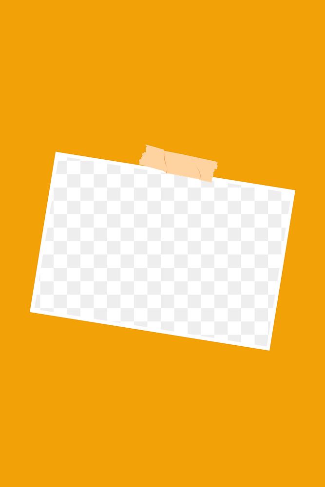 Png picture frame taped on orange background