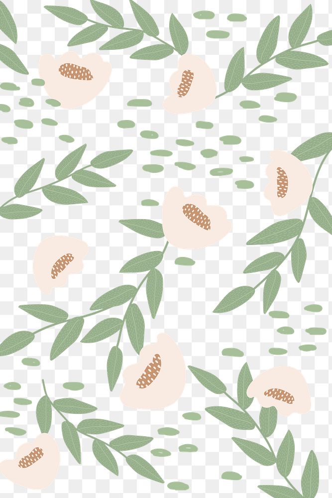 White poppy patterned png background transparent