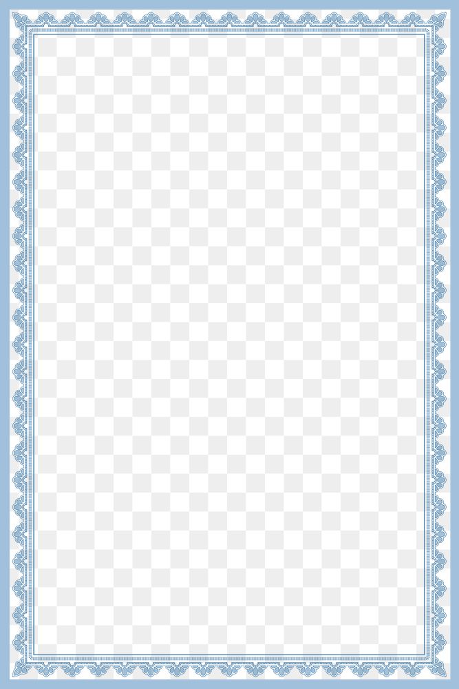 Vintage ornaments frame png background in blue