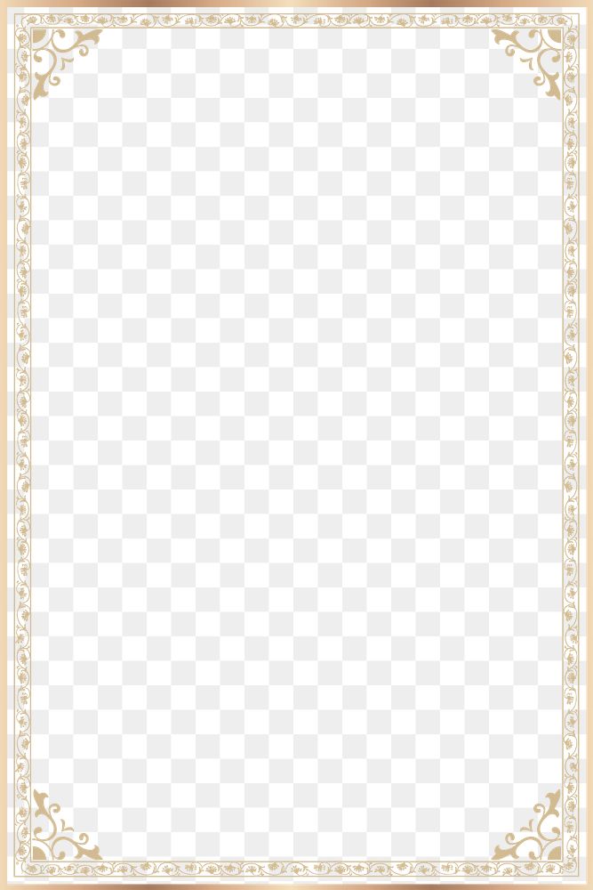 Gold vintage png frame, ornaments transparent background