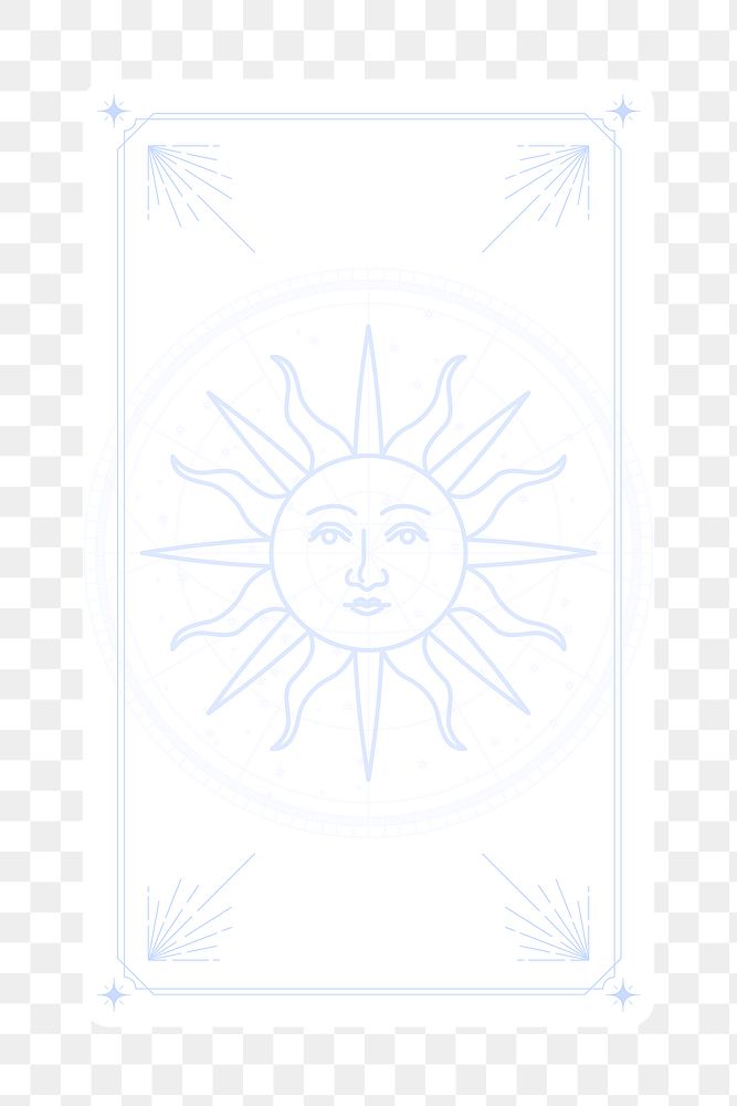 Sun tarot png aesthetic sticker, mystical illustration, transparent background