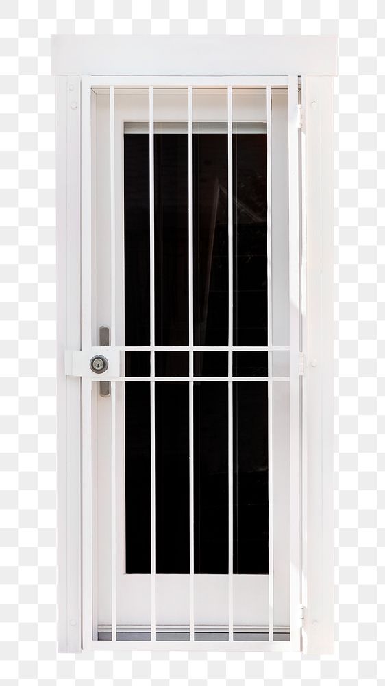 White door png, metal bars, home security illustration