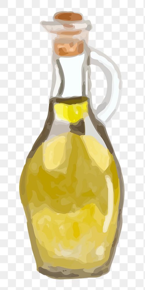 Watercolor olive oil png sticker hand drawn