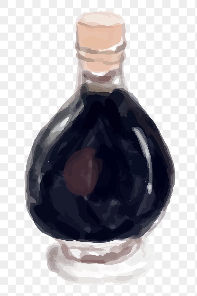 Hand drawn balsamic vinegar png sticker watercolor