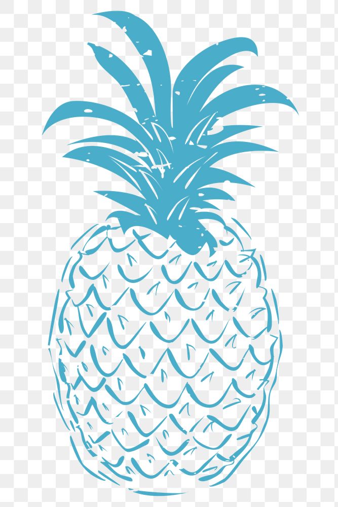 Png blue pineapple printmaking cute sticker