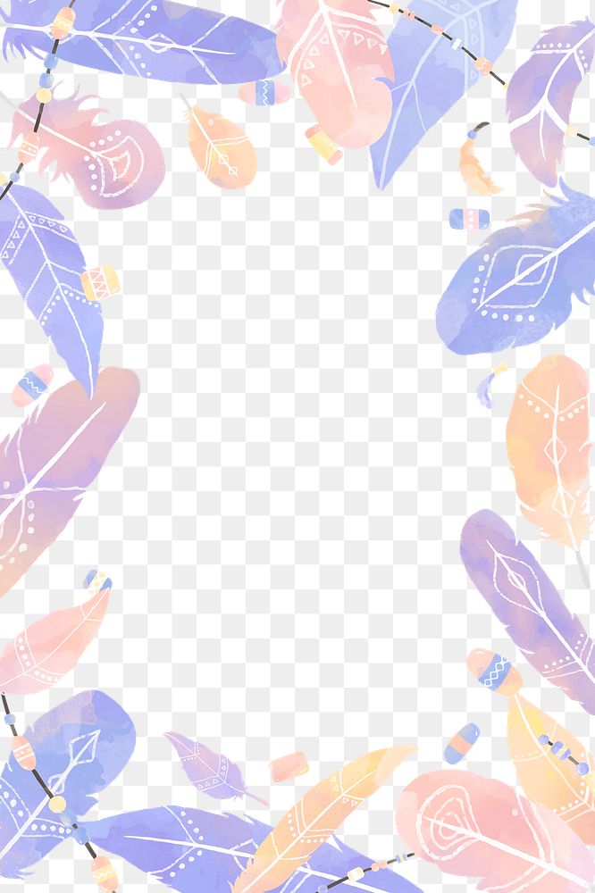 Pastel Boho feather png frame