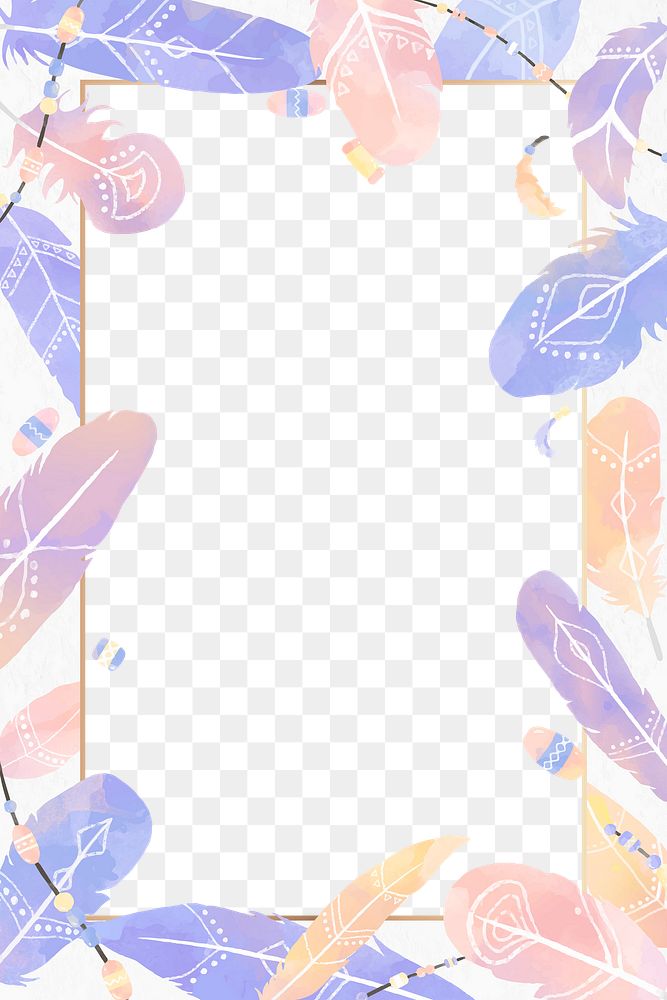 Pastel square frame png Bohemian style