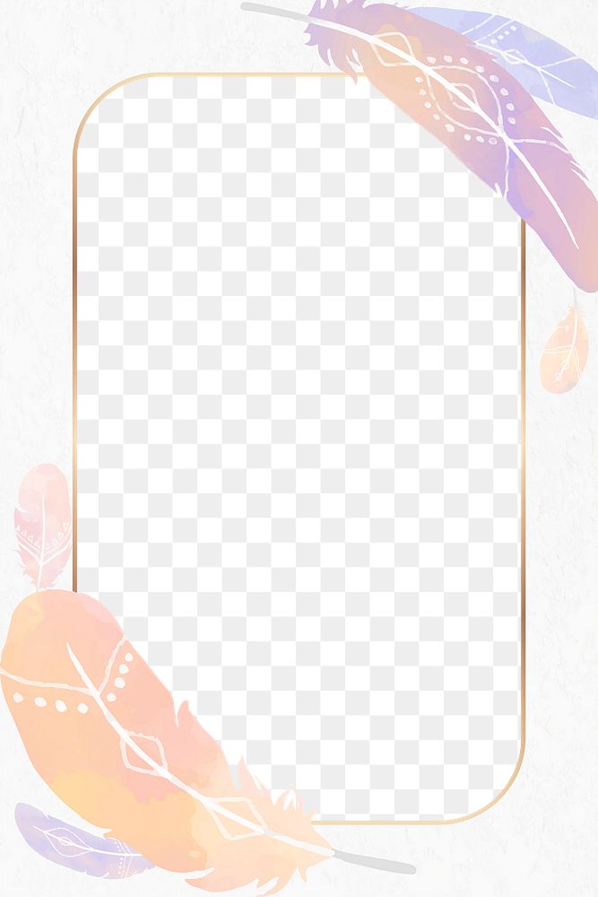 Pastel Bohemian feather png frame
