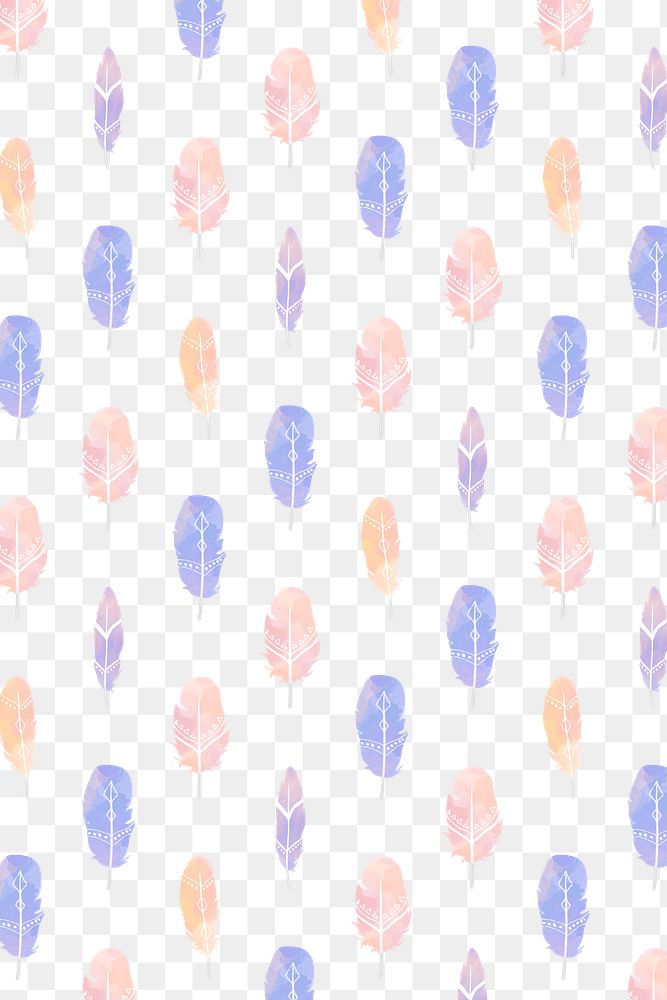 Pastel Bohemian feather pattern png background