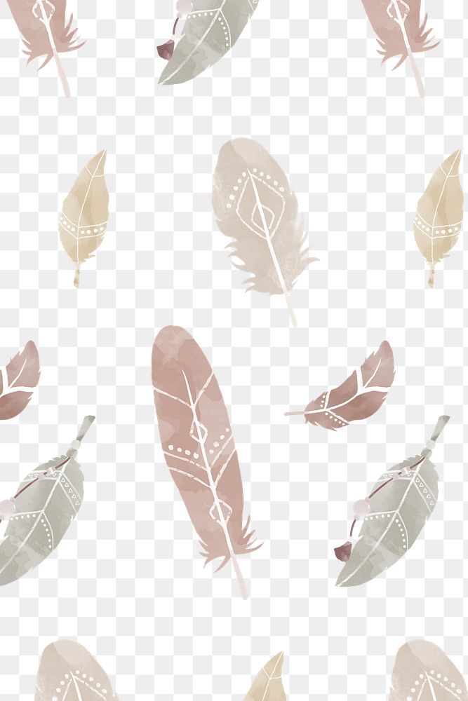 Boho style feather png pattern