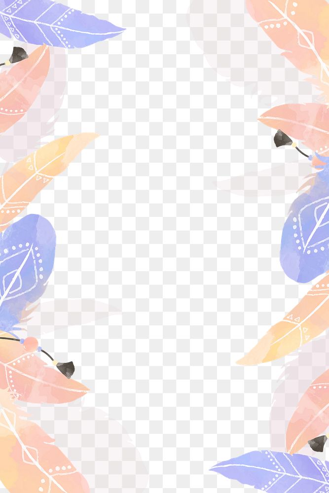 Pastel Bohemian feather png border
