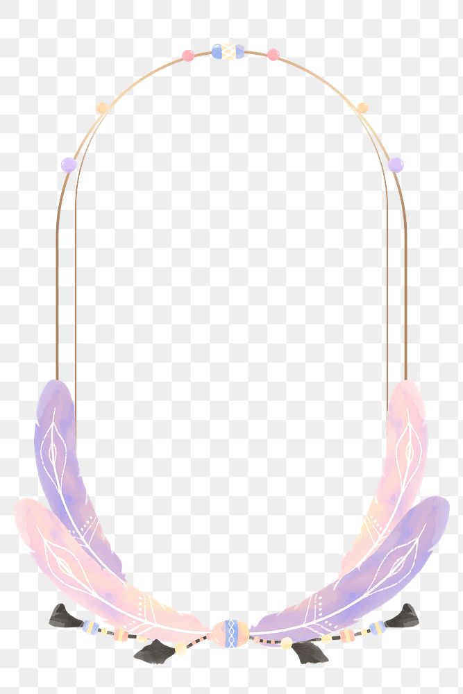 Pastel Bohemian png feather frame