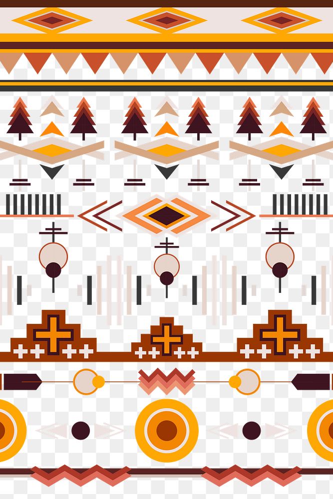 Tribal pattern png, transparent background, colorful design
