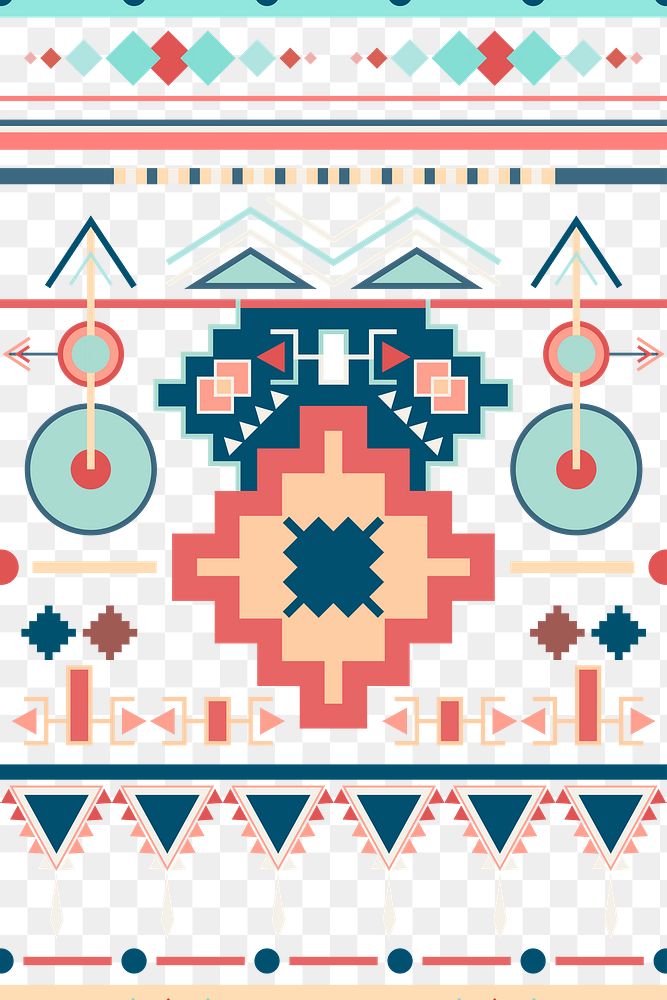 Tribal pattern png, transparent background, pastel design