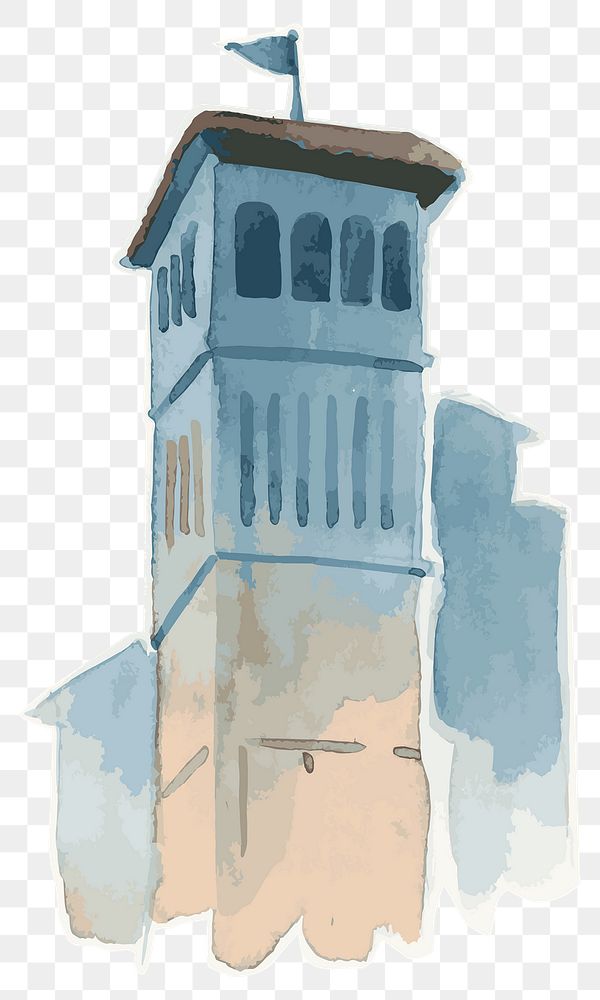 Png watercolor old Mediterranean architecture illustration