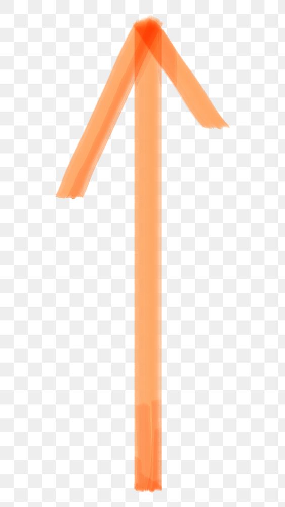 Png doodle highlight up arrow sticker in orange tone