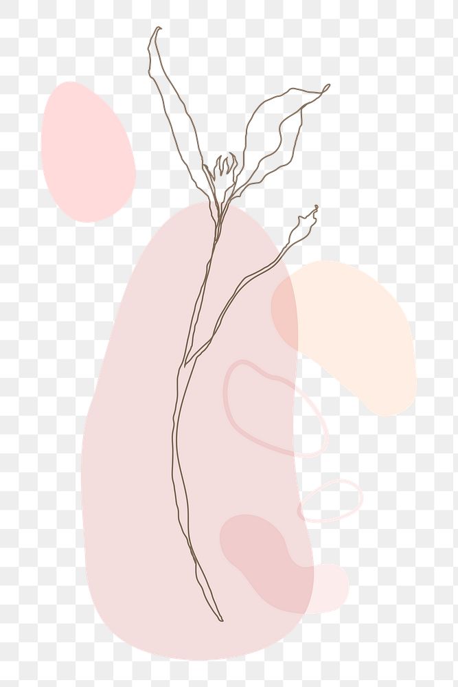 Png flower monoline art on pink memphis design