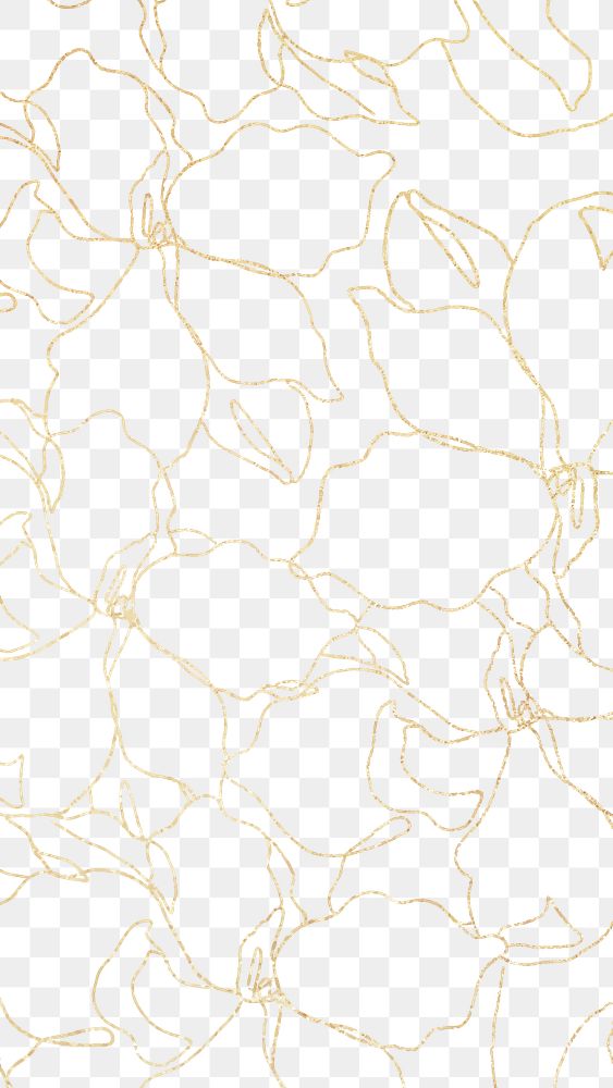 Png floral pattern background transparent with hand drawn gold flower