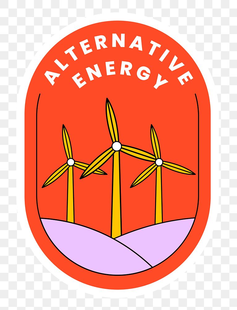 Png sticker alternative energy with wind turbine illustration