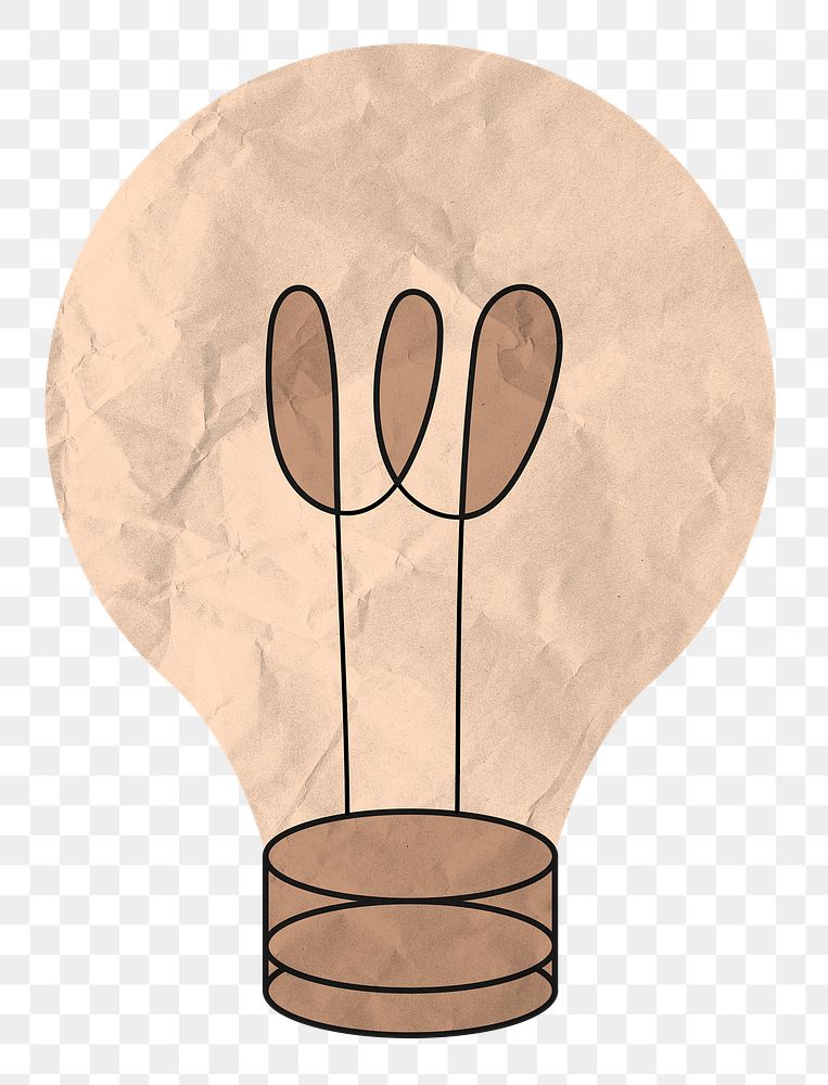 Png light bulb sticker environment illustration, wrinkled paper texture