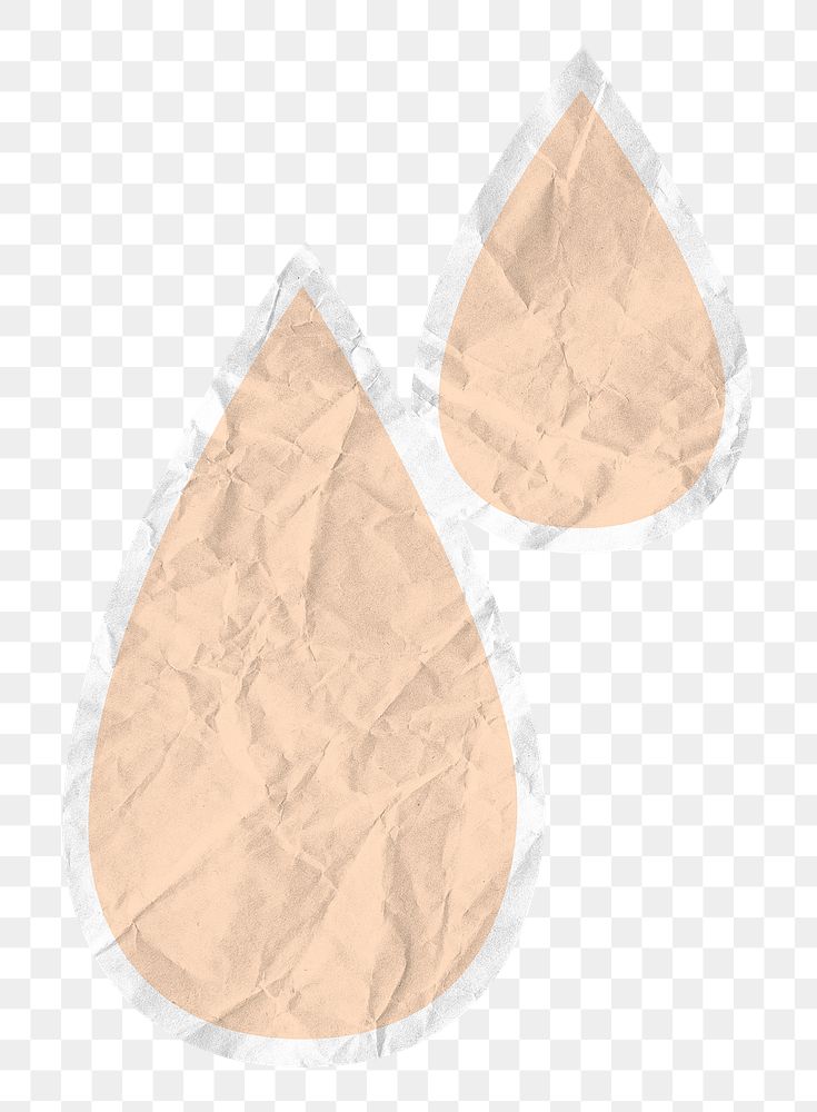 Png badge sticker beige water drop label illustration in wrinkled paper texture