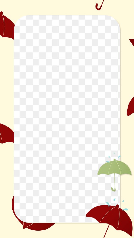 Cute frame png, umbrella pattern weather clipart