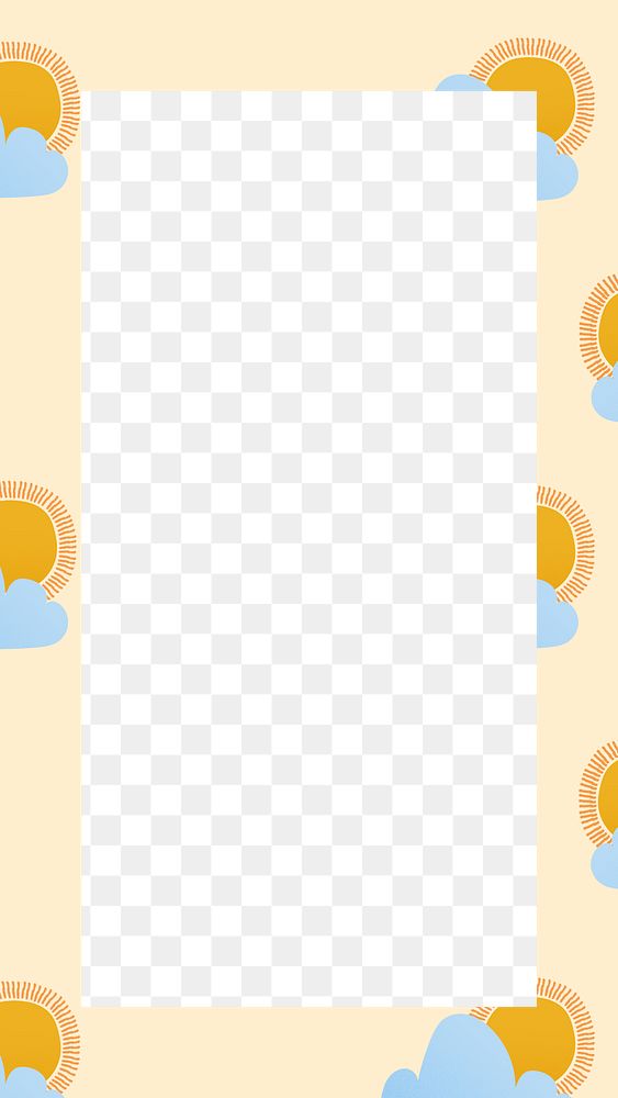 Cute frame png, sun pattern weather clipart