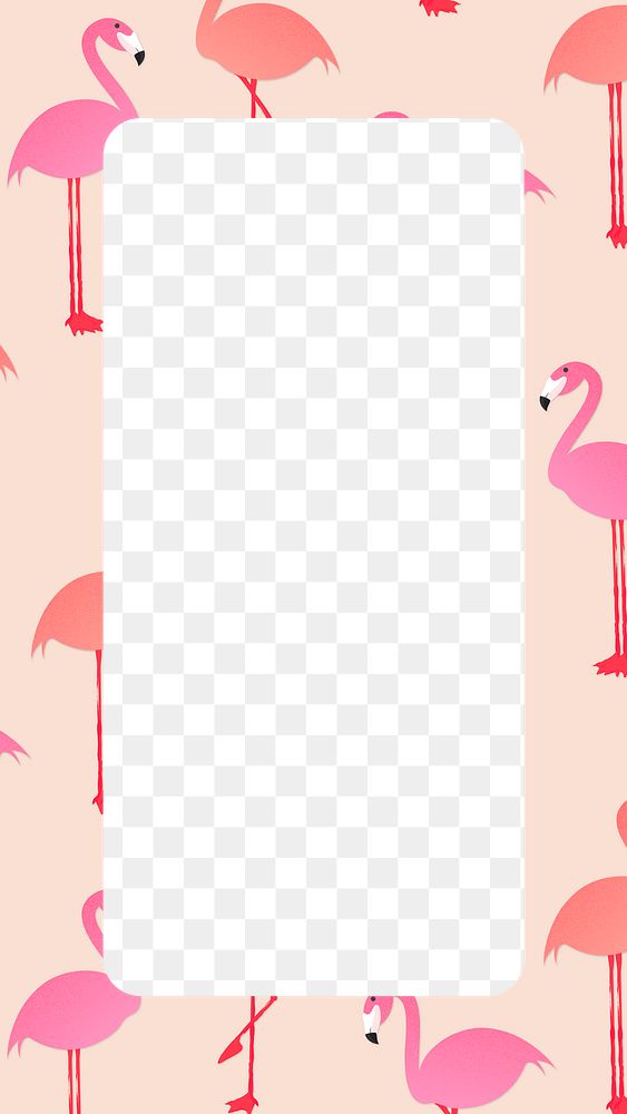 Pink frame png, cute flamingo tropical pattern animal clipart