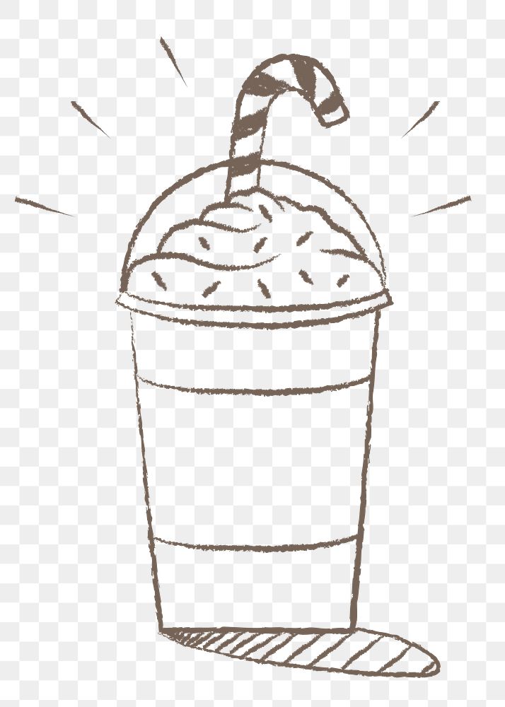 Cafe png sticker, cute frappe illustration doodle