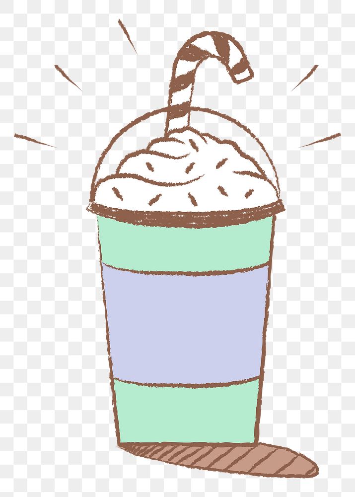 Cafe png sticker, cute frappe illustration doodle