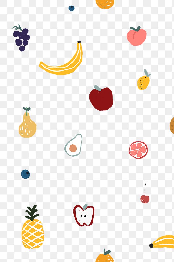 Fruits PNG background, cute fruit transparent pattern