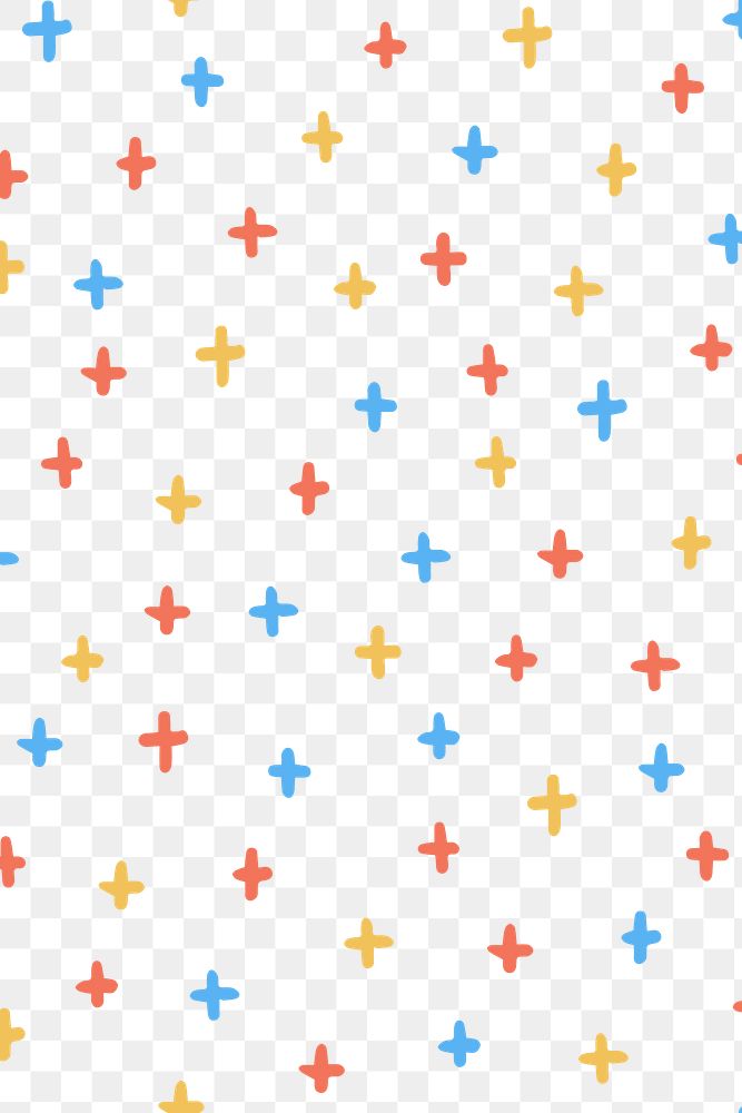 Plus sign PNG background pattern, cute transparent graphic