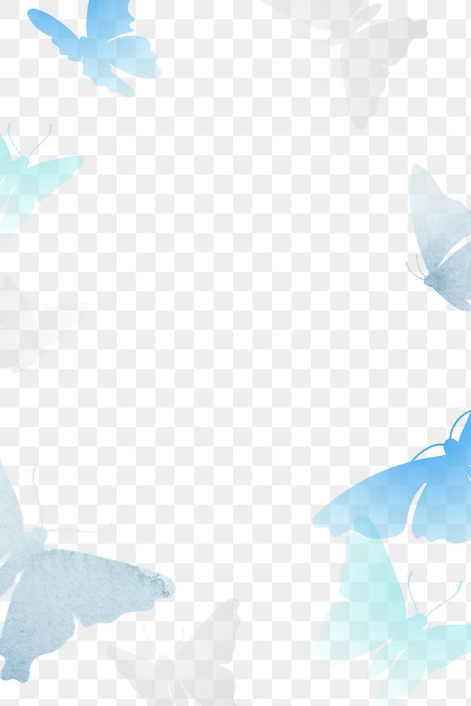 Blue butterfly png frame, aesthetic animal design